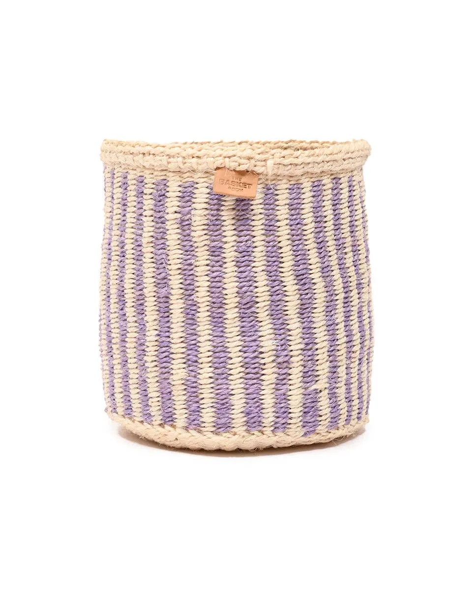 UMEME: Lavender Pinstripe Woven Storage Basket: Purple / M / Pinstripe