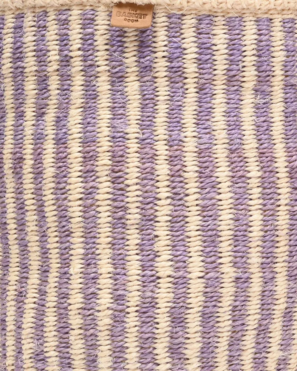 UMEME: Lavender Pinstripe Woven Storage Basket: Purple / M / Pinstripe