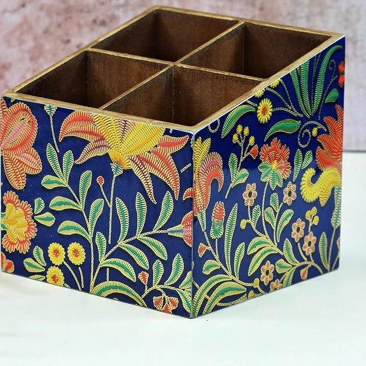 Vibrant Floral Multipurpose MDF Organizer ( 4 Divisions)