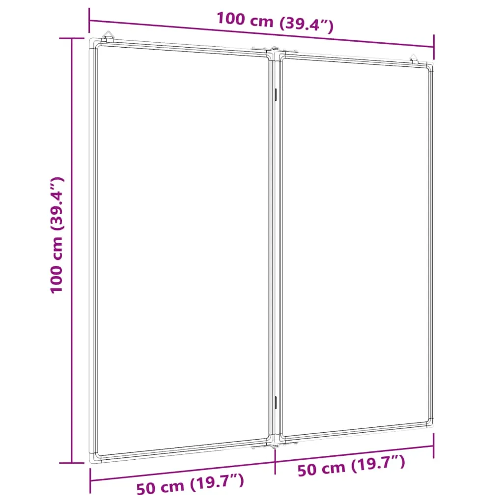 vidaXL Magnetic Whiteboard Foldable 100x100x1.7 cm Aluminium