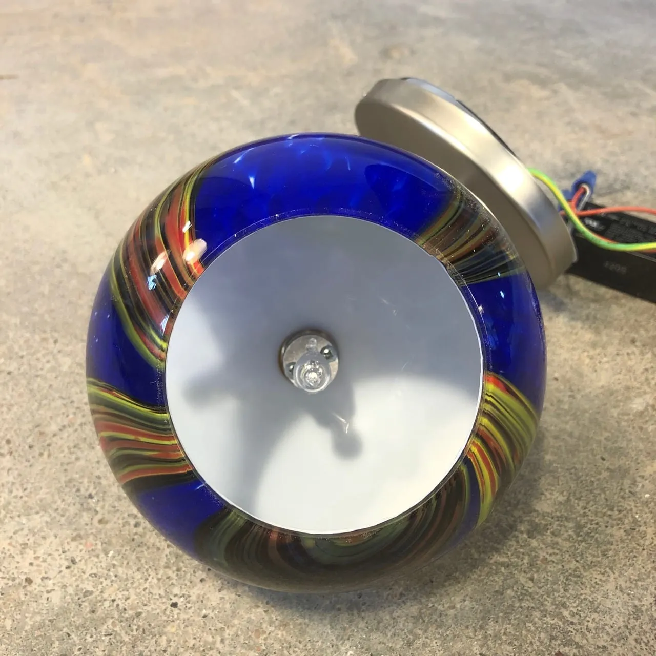 Wall Sconce - Blue Swirl Blown Glass, Brilliant Color