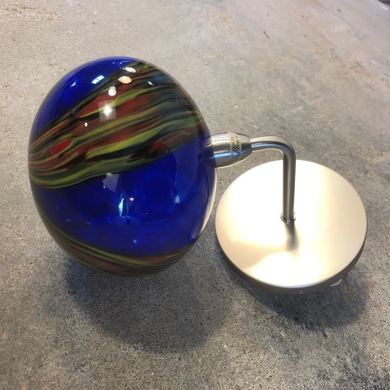 Wall Sconce - Blue Swirl Blown Glass, Brilliant Color