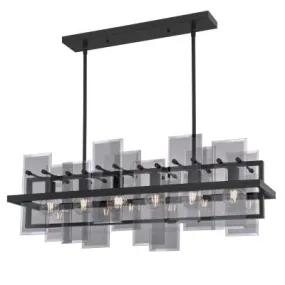 Westinghouse 6576200 Six Light Chandelier - Matte Black Finish - Smoke Grey Glass